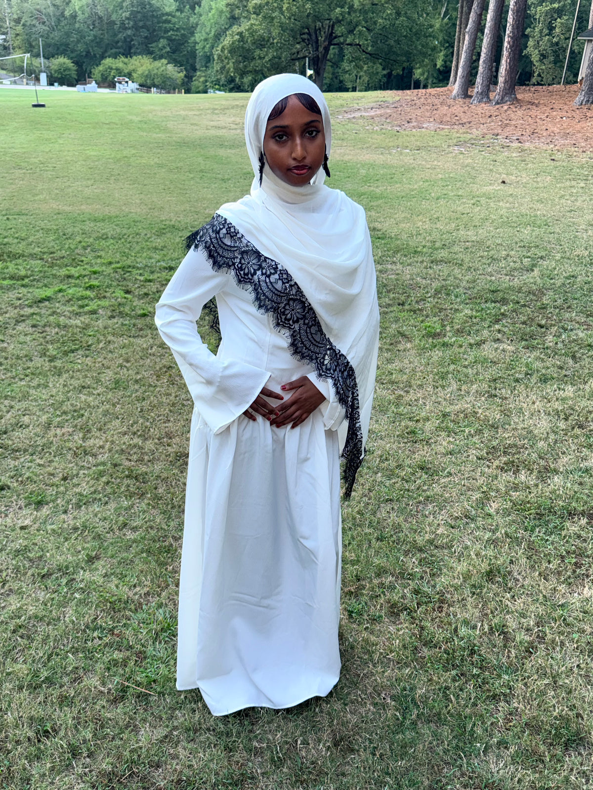 White with black lace