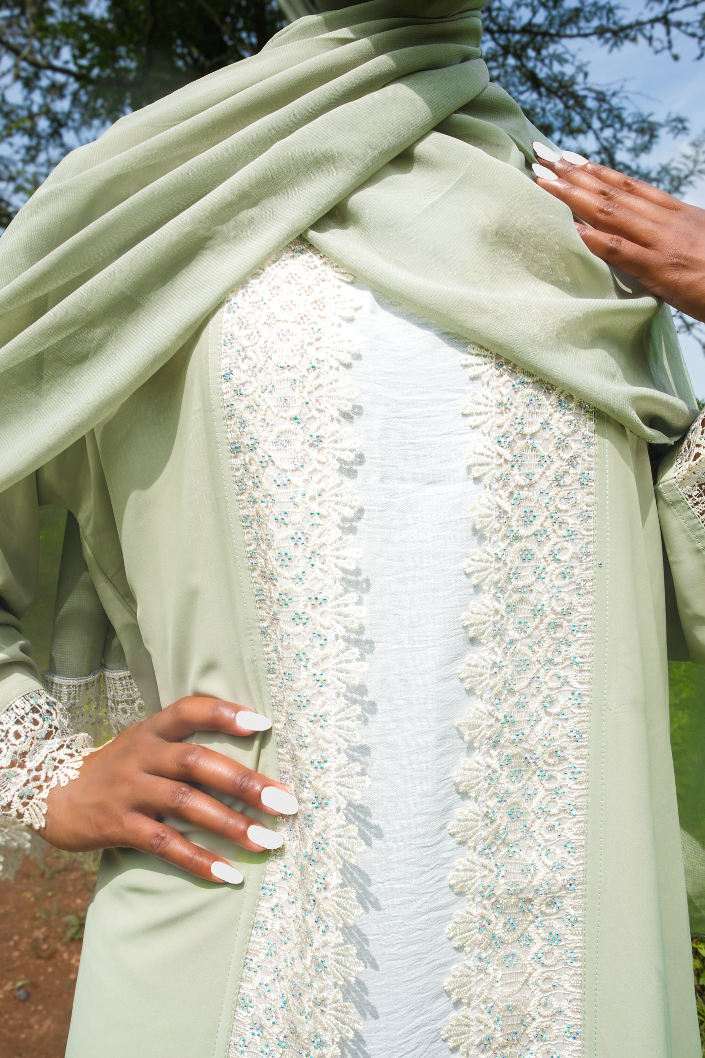 Luna Lace 3-Piece Abaya Set