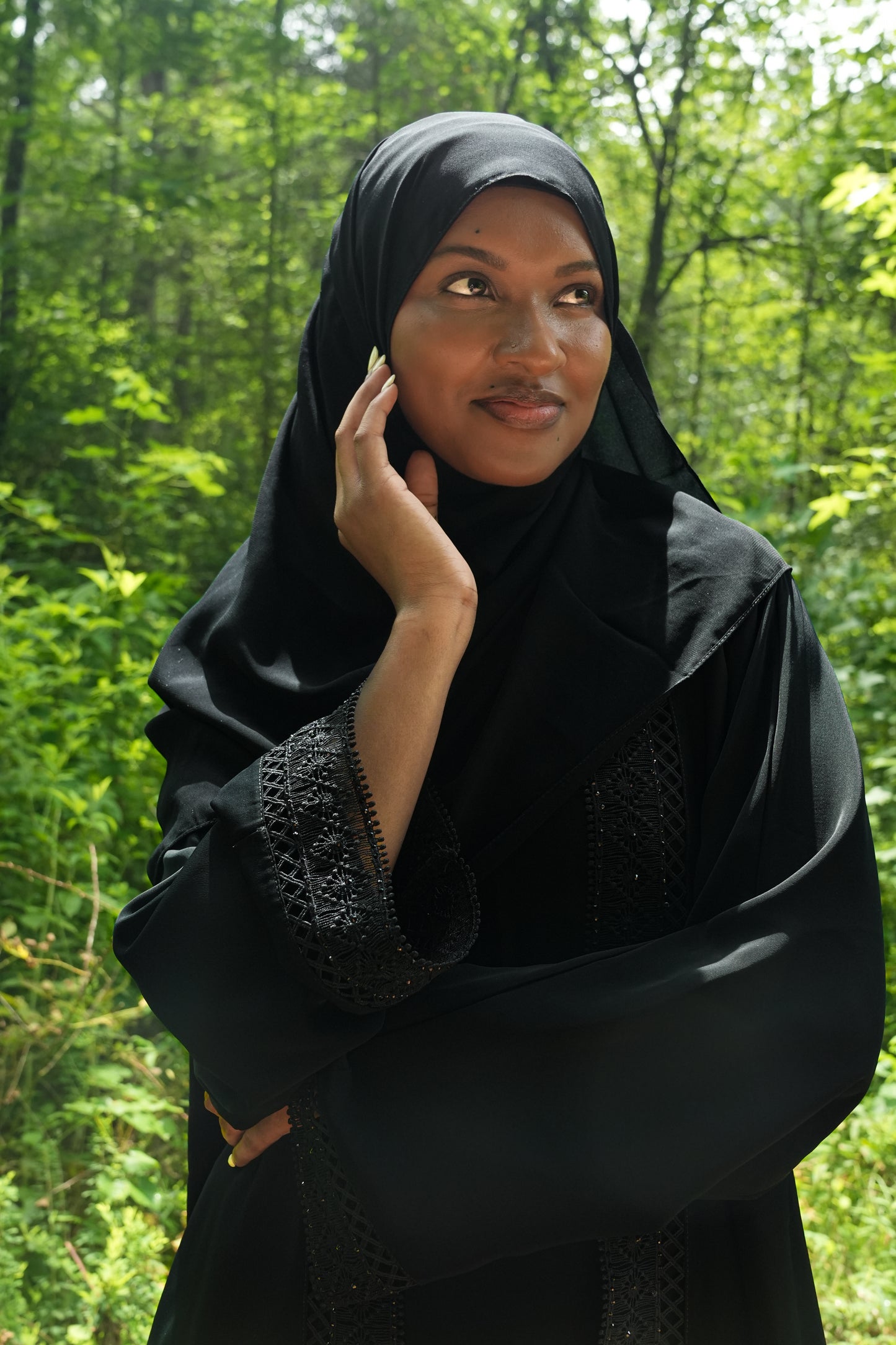 Layla Noir Abaya Set(2 Pieces) Black Color