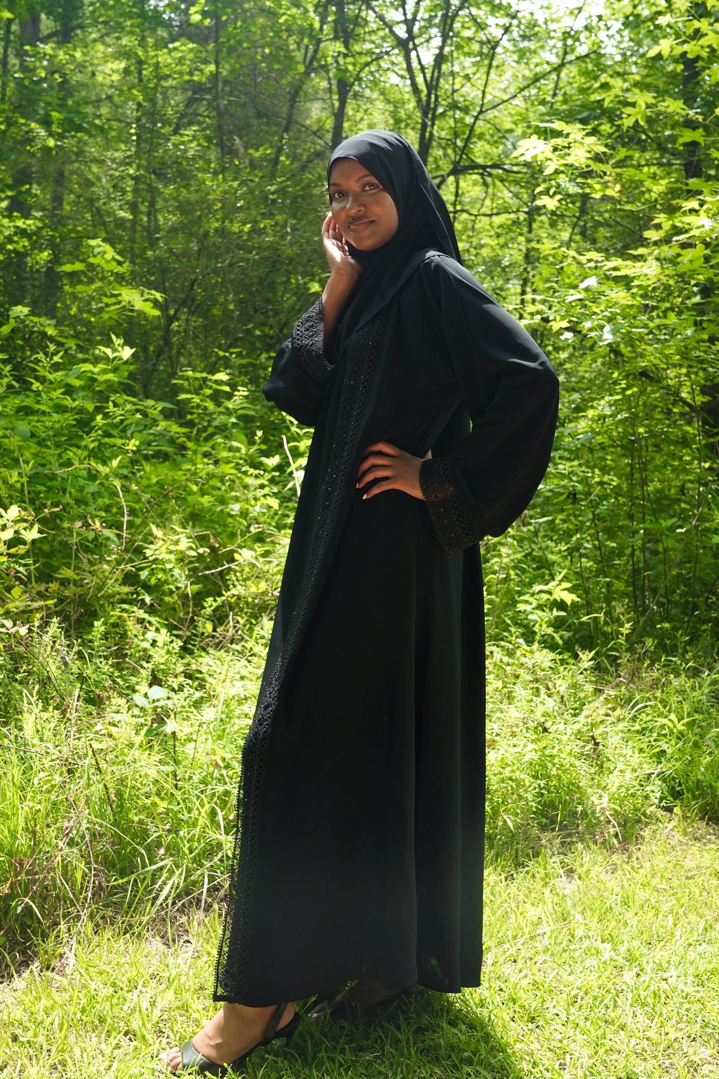 Layla Noir Abaya Set(2 Pieces) Black Color