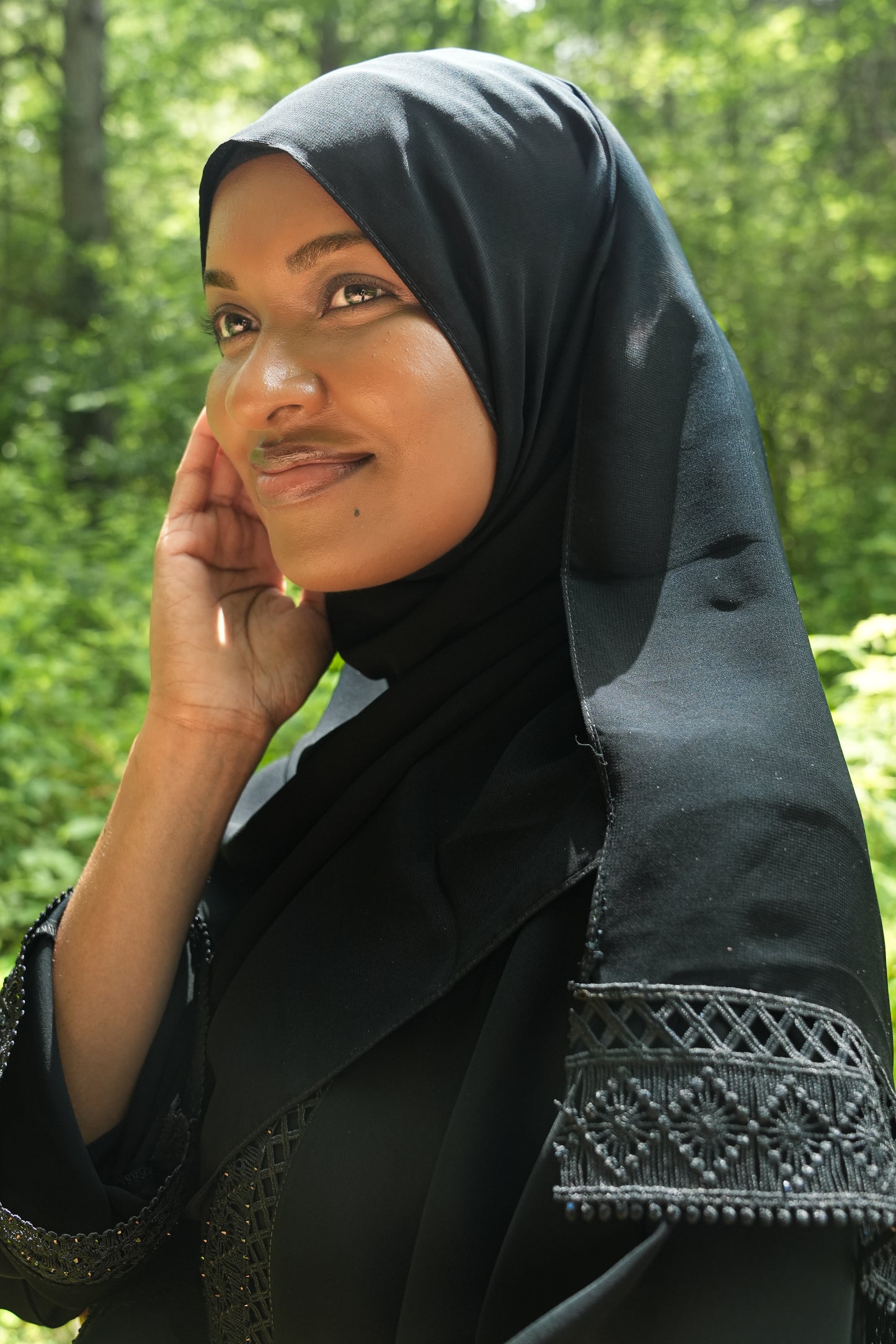 Layla Noir Abaya Set(2 Pieces) Black Color